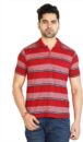 Awack Striped Men Polo Neck Red T-Shirt