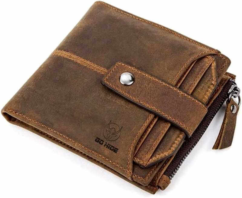 Men Grey Genuine Leather Wallet  (9 Card Slots)